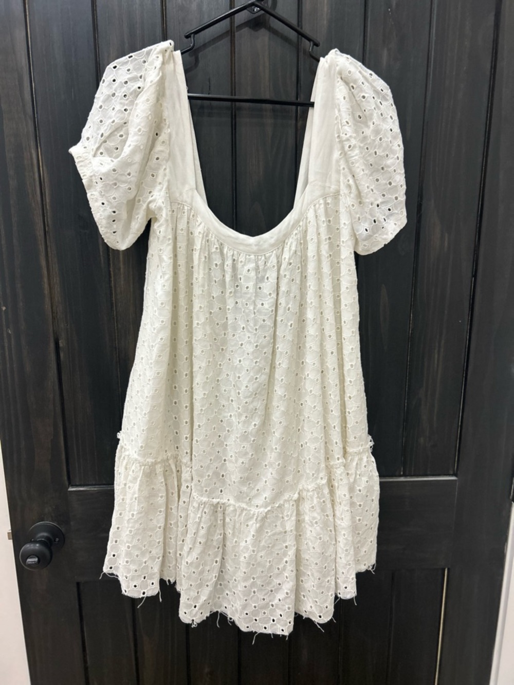 Free People Janie Eyelet Mini Dress boho oversized peasant summer feminine bride - Picture 3 of 9